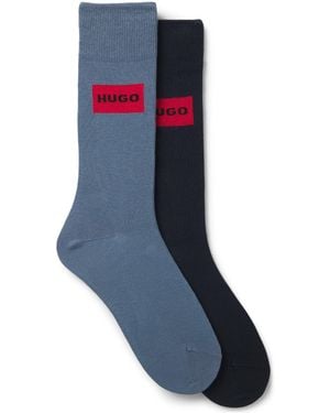 HUGO Two-Pack Of Regular-Length Socks With Logo Labels - Blue