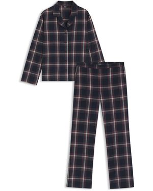 BOSS Cotton-Blend Pyjamas With Check Pattern - Black