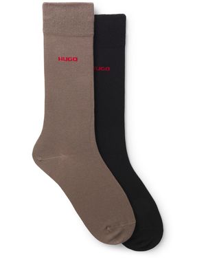 HUGO Paquete De Dos Pares De Calcetines De Largo Estándar Con Logo - Marrón