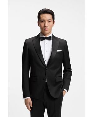 BOSS Slim-fit Tuxedo Jacket In Wool Serge - Blue