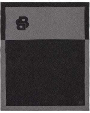 BOSS Wool-Blend Throw With Double B Monogram - Black