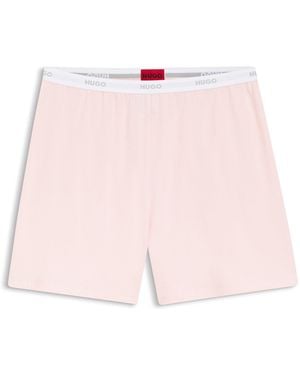 HUGO Pyjamashort Met Logotailleband Van Elastische Katoenen Jersey - Roze