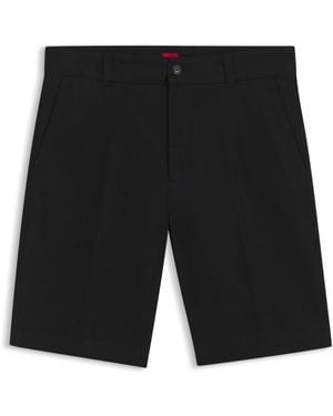 HUGO Regular-Fit Shorts Aus Merzerisierter Stretch-Baumwolle - Schwarz
