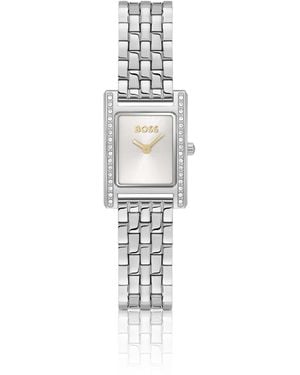 BOSS Horloge Met Kristallen Versieringen En Zilverwitte Wijzerplaat