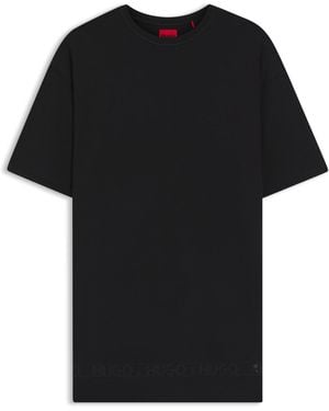 HUGO Nachtjapon Van Stretchkatoen Met Inzet Van Mesh - Zwart