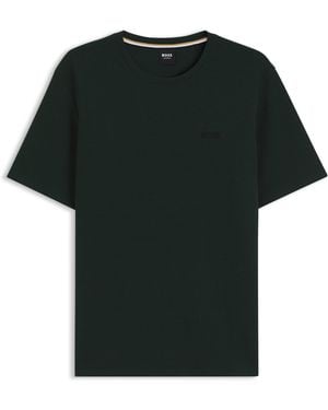 BOSS Pyjamashirt Van Een Katoenmix Met Logostiksel - Zwart
