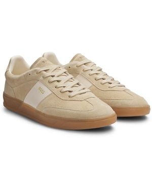 BOSS Suede Trainers With Smooth-Leather Trims - Natural