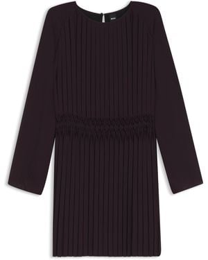 BOSS Plissee-Kleid Mit Gesmokter Taille - Blau