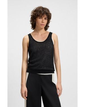BOSS Knitted Vest Top With Layered Design - Black