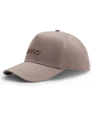 HUGO Cotton-Twill Cap With Logo - Brown