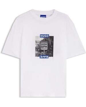 HUGO T-Shirt Van Katoen Met Grafische Print - Wit