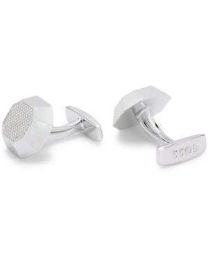 BOSS Textured Octagonal-Shaped Cufflinks - White