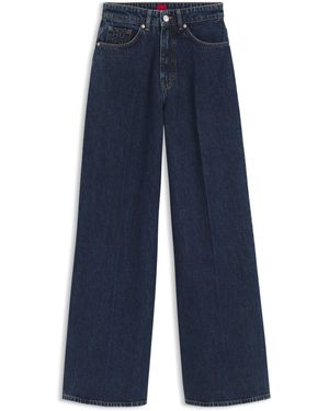 HUGO Jeans De Pernera Ancha Con Pinzas En Denim Azul