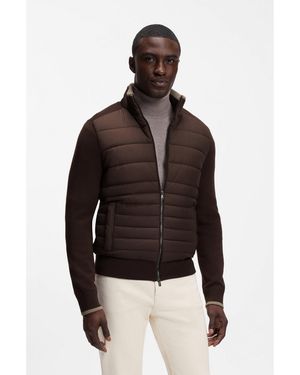 BOSS Zip-Up Jacket With Padded Front - Brown