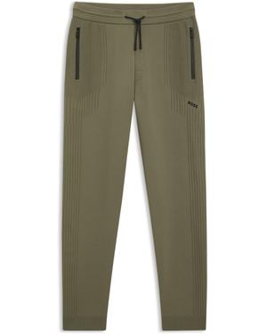 BOSS Regular-Fit Trainingsbroek Met Jacquardstrepen - Groen