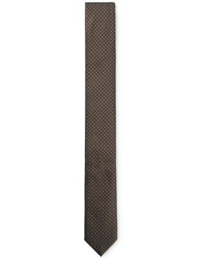 HUGO Jacquard-Pattern Tie Blended With Silk - Brown