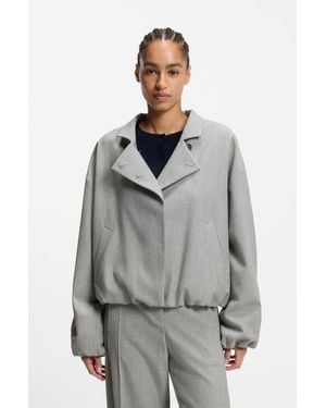 BOSS Silver Women's Tailored Jackets Size 4 - Gray