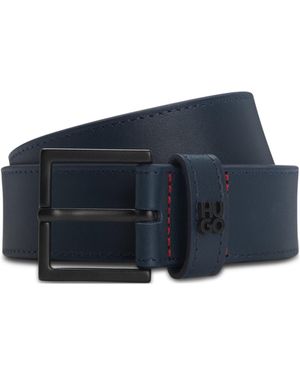 HUGO Leren Riem Met Tweedelig Logo Op De Lus - Blauw