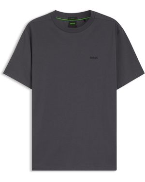 BOSS T-Shirt En Coton Stretch Avec Détail Logoté - Noir