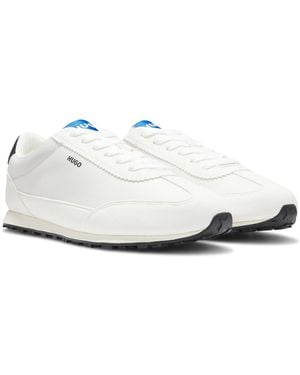 HUGO Textured-Fabric Trainers With Star Detail - White