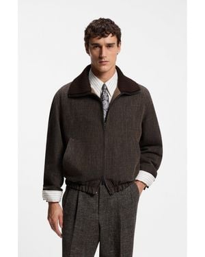 BOSS Wool-Blend Bomber Jacket - Black