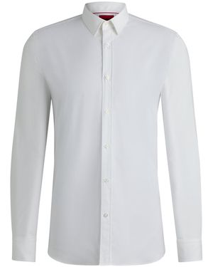 HUGO Elisha02 Extra Slim-Fit Hemd aus elastischer Baumwoll-Popeline Weiß 38
