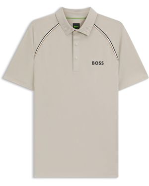 BOSS Actief Slim-Fit Poloshirt Met Geurbeheersing - Naturel