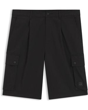 HUGO X Rb Stretch-Cotton Shorts With Bull Motif - Black