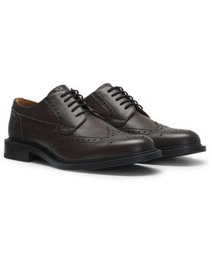 HUGO Schnürschuhe Aus Leder Mit Budapester-Details - Schwarz