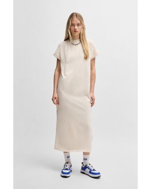 HUGO Cotton T-Shirt Dress With Happy Logo - White