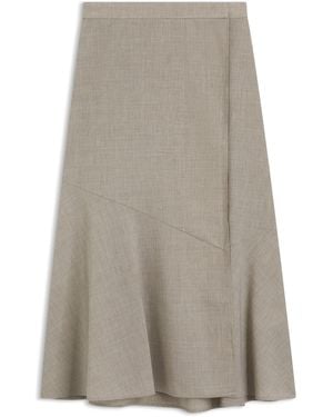 BOSS Falda Evasé En Lana Virgen Jaspeada - Gris