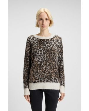 HUGO Loose-Fit Knitted Jumper With Leopard Jacquard - Black