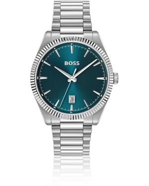 BOSS Cheswick-Horloge Met Blauwe Wijzerplaat En Gegroefde Lunette