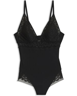 BOSS Bodysuit Met Kanten Afwerking - Zwart
