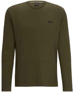 BOSS T-Shirt De Pyjama En Coton Mélangé À Logo Brodé - Vert
