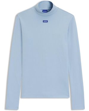 HUGO Top Van Stretchkatoen Met Blauw Slogo