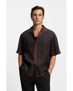 HUGO Oversized-Fit Shirt With Digital Print - Black
