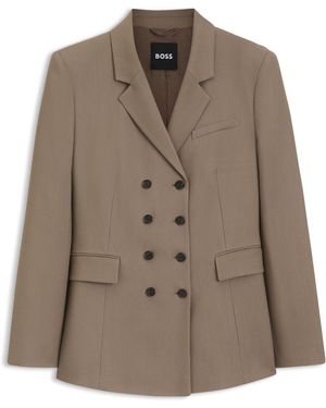 BOSS Slim-Fit Blazer Aus Gabardine-Twill - Braun