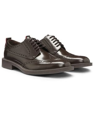 HUGO Leren Derbyschoenen Met Broguedetails - Bruin