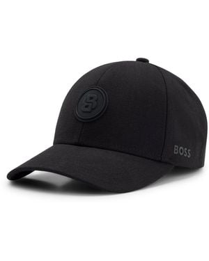BOSS Cotton-Canvas Cap With Double B Monogram Badge - Black