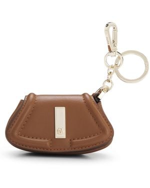 BOSS Ariell Key Ring With Nappa-Leather Charm - Brown
