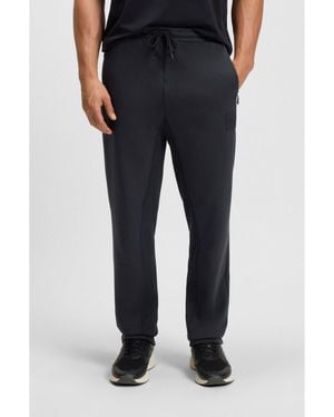 BOSS Cotton-Blend Tracksuit Bottoms With Stretch - Blue