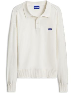 HUGO Oversized-Fit Polo Jumper - White