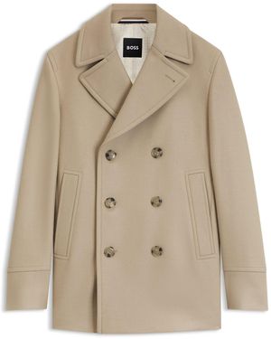 BOSS Slim-Fit Double-Breasted Short Coat - Natural