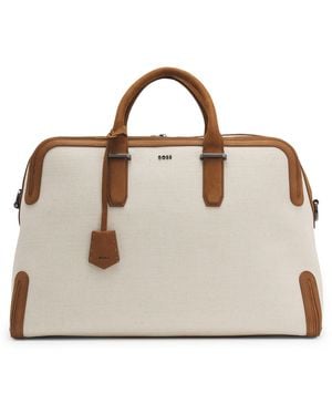 BOSS Weekender Aus Canvas Mit Lederbesatz - Natur