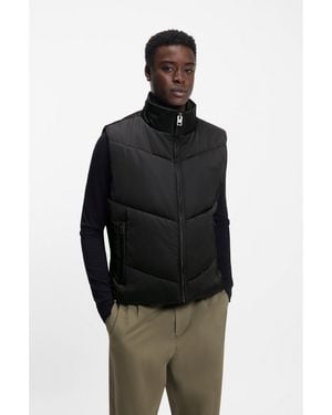 HUGO Water-Repellent Gilet With Tonal Logo - Black
