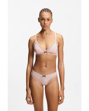 HUGO Lace-Trim Thong - Pink