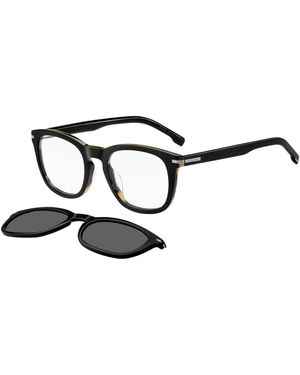 BOSS Patterned-Acetate Optical Frames With Clip-On Shaded Lenses - Black