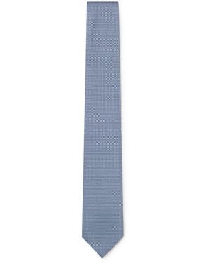 BOSS Silk-Blend Tie With Micro Pattern - Blue