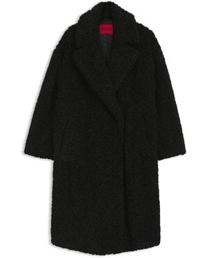 HUGO Oversized Mantel Aus Kunstfell - Schwarz